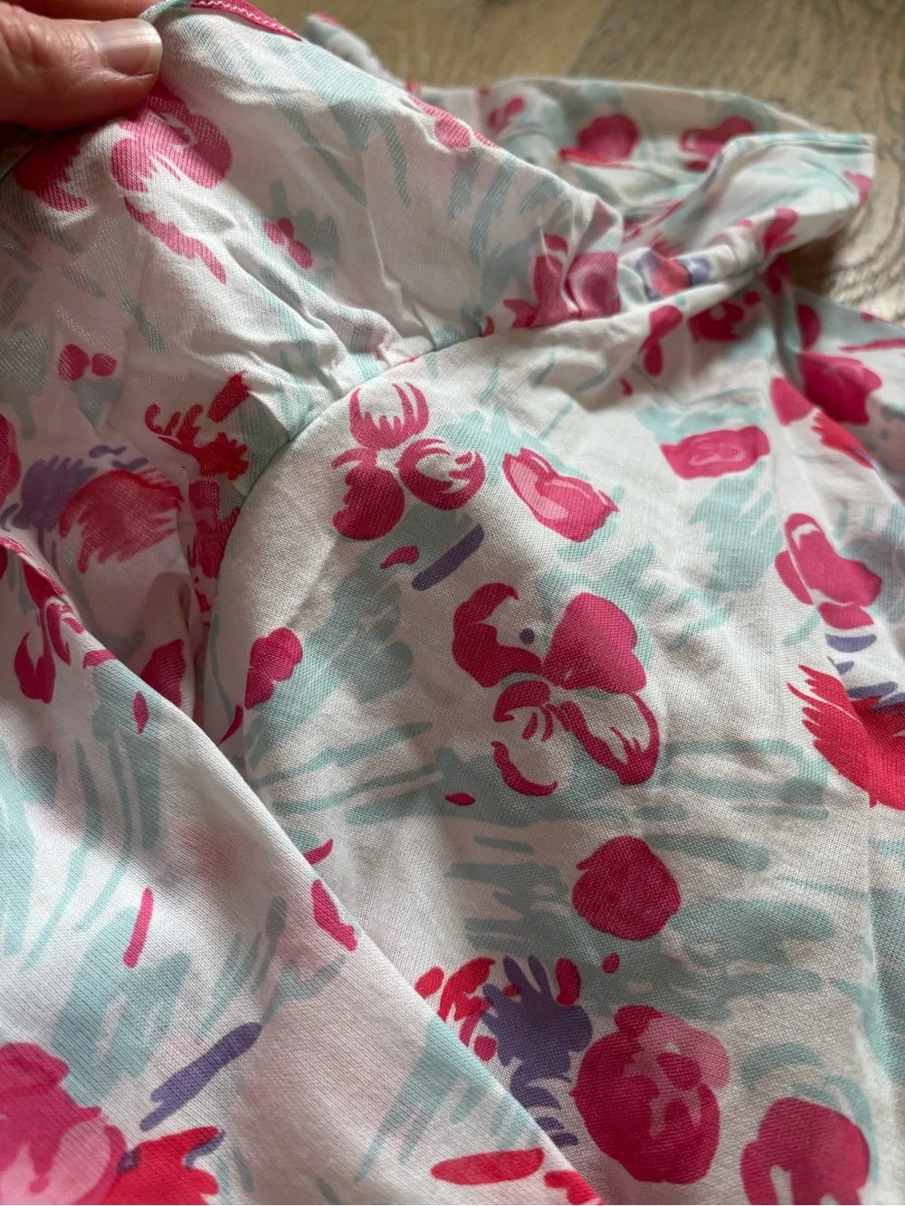 D Porthault Floral Ruffle Wrap Robe in White and Pink S